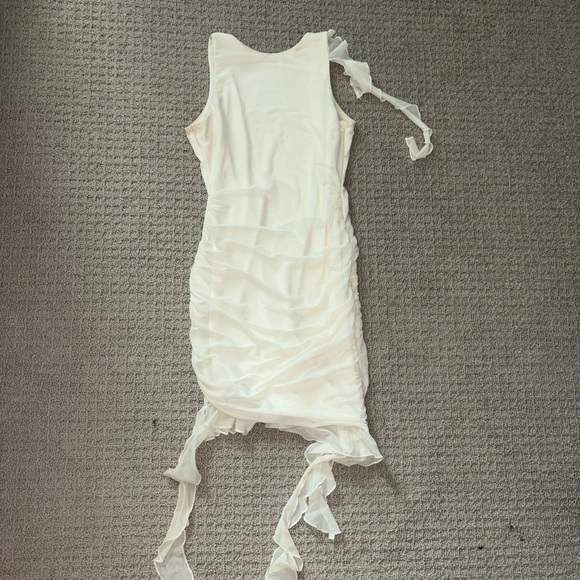 Backless Ruffle Detailing Mini Dress in Ivory - Picture 2 of 3